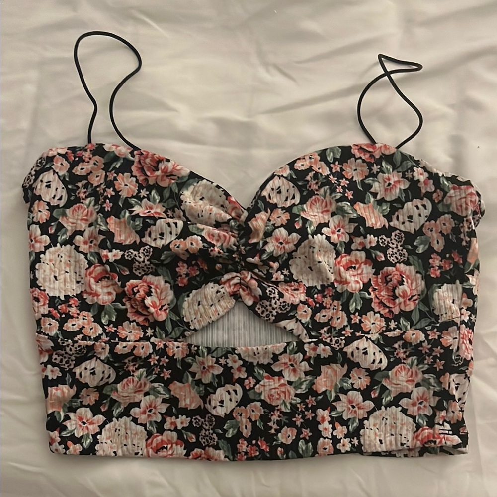 Floral Black and Pink Women's Top